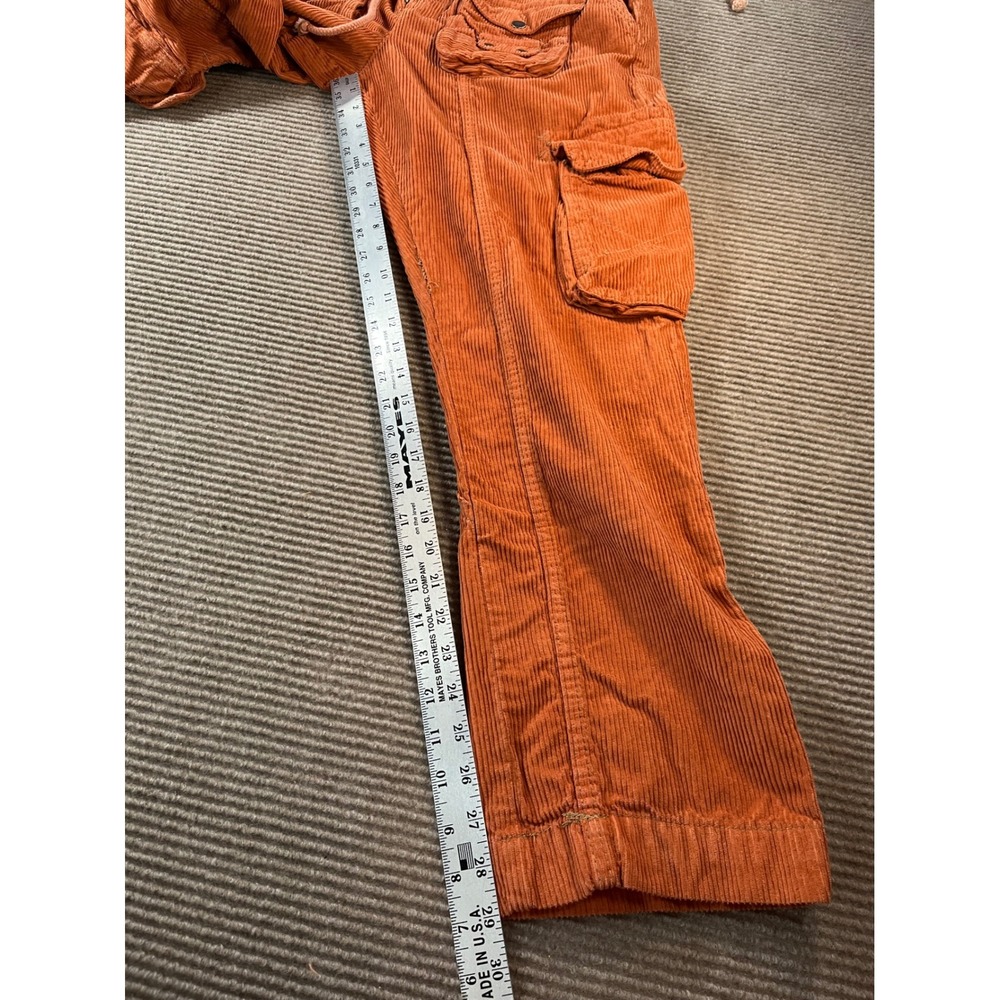 Free People Orange Corduroy Cargo Pants Wide Leg Utility Drawstring Women S - Picture 6 of 14